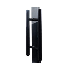 Black Alder sauna door by SAKSBY WHOLESALE featuring clear glass and a sleek handle, designed for Prosaunas 24X81 sauna.