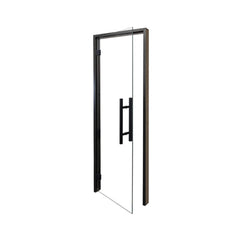 Prosaunas black alder sauna door with clear glass and right hinge by SAKSBY WHOLESALE, showcasing modern sauna entryway design.