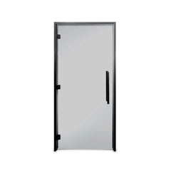SAKSBY WHOLESALE Prosaunas 36x81 Black Alder ADA prehung sauna door with tinted glass, featuring a modern handle and black frame.