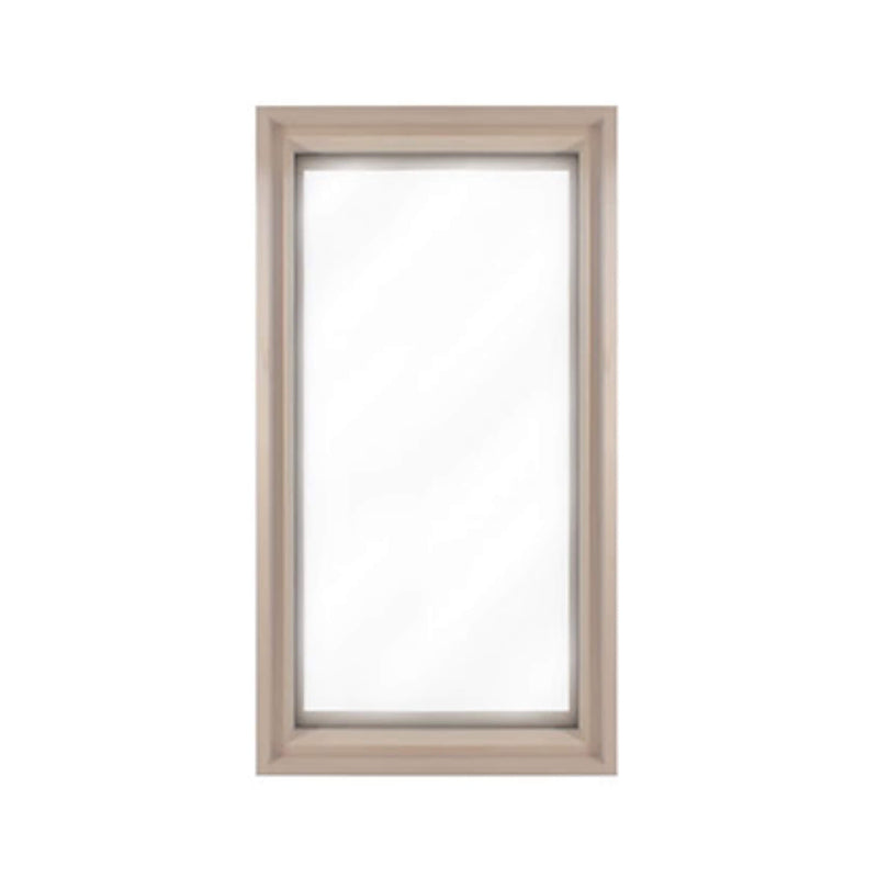 Front view of Prosaunas framed Hemlock sauna window by SAKSBY WHOLESALE, 17-5/8x31 inches, with dual-pane clear tempered glass.