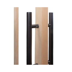 Prosaunas solid wood sauna door with insulated glass, 31.5x81.5 inches, by SAKSBY WHOLESALE, showing door handle and glass panel.