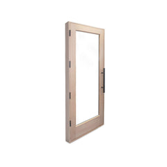 Sauna door by SAKSBY WHOLESALE, prehung solid wood with insulated glass, 31.5x81.5 inches, front right view