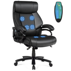 Black PU leather massage office chair by DirectDeals with ergonomic design and padded armrests for comfort.