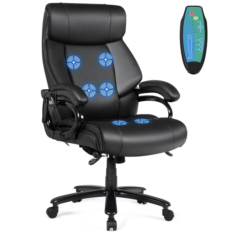 Black PU leather massage office chair by DirectDeals with ergonomic design and padded armrests for comfort.