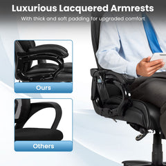 Black PU leather massage office chair by DirectDeals with padded armrests and adjustable height for ergonomic comfort.