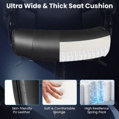 Black PU leather massage office chair by DirectDeals with padded armrests and ergonomic design for comfortable seating.