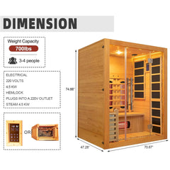 Rövia Aurora 3-Person Indoor Hybrid Sauna Room by SAKSBY WHOLESALE