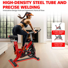 Rovix indoor exercise spin bike with cushioned seat and sturdy frame, designed for home cardio workouts by Saksby Wholesale.
