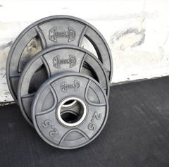 Stainless Bushing Bar and Olympic Rubber Weight Plate Sets