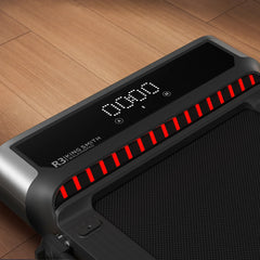WalkingPad R3 Hybrid+ foldable walking treadmill with LED display, compact design, and digital controls for home use.