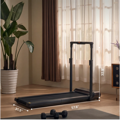 WalkingPad R3 Hybrid foldable walking treadmill with wide running deck, shown in a home gym setting.