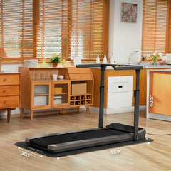 WalkingPad Z3 Hybrid+ foldable treadmill with handrail installed in a home gym setting, showcasing its compact design and modern features.