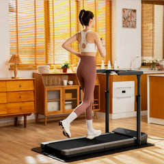 WalkingPad Z3 Hybrid+ foldable treadmill in a living room, showcasing its sleek design for home exercise and fitness.