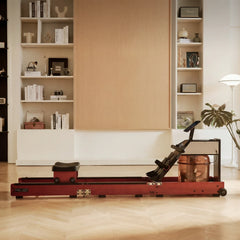 WalkingPad WM10 Tri-fold Water Rowing Machine fully opened, showing its compact design and rowing handle with water resistance.