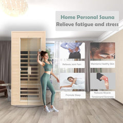 SAKSBY WHOLESALE Thermora Elara indoor sauna with Hemlock wood, low EMF far infrared heat, designed for personal home spa use.