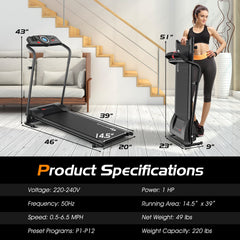 SP37708 1.0 HP Electric Mobile Power Foldable Treadmill by:DirectDeals