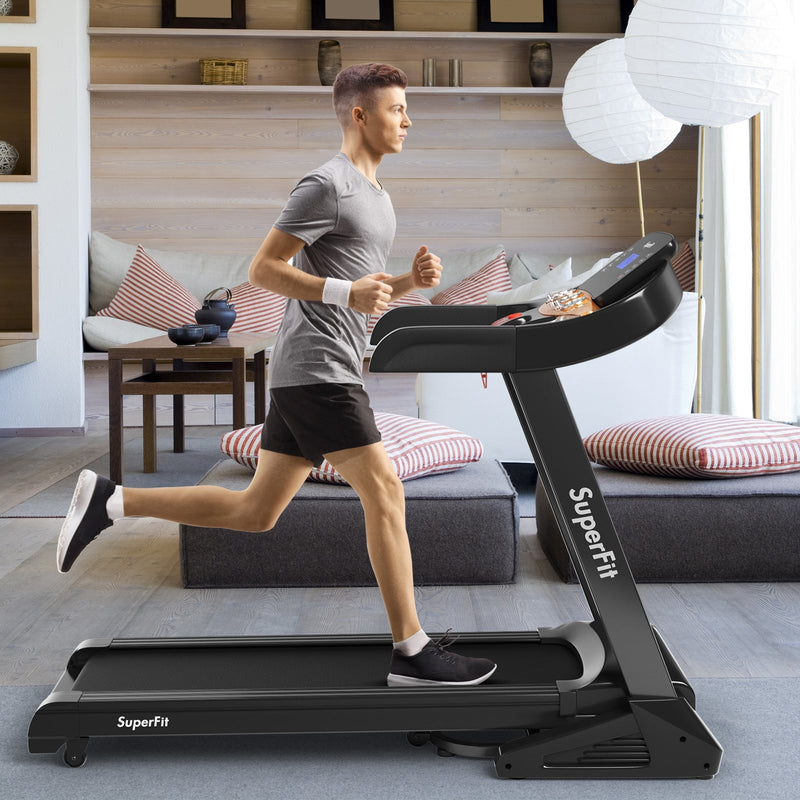 SP37466 3.75HP Electric Folding Treadmill with Auto Incline 12 Program APP Control by DirectDeals