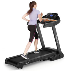 SP37466 3.75HP Electric Folding Treadmill with Auto Incline 12 Program APP Control by DirectDeals