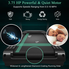 SP37466 3.75HP Electric Folding Treadmill with Auto Incline 12 Program APP Control by DirectDeals
