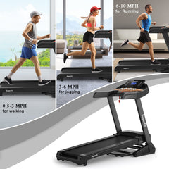 SP37466 3.75HP Electric Folding Treadmill with Auto Incline 12 Program APP Control by DirectDeals