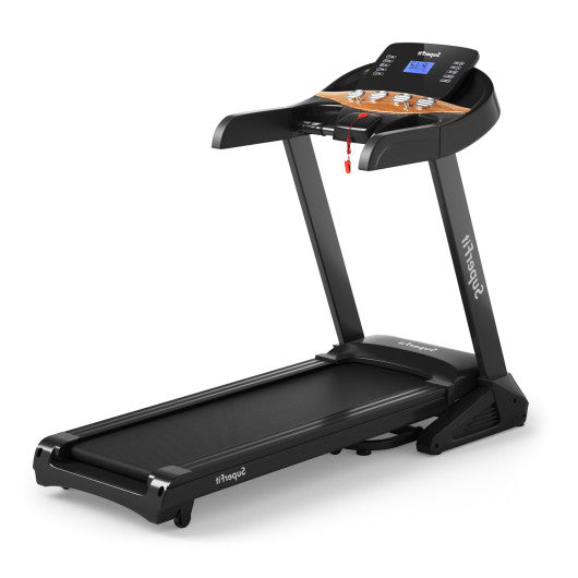 VYSN 3.75HP electric folding treadmill with auto incline and 12 program options, featuring a digital display and app control.