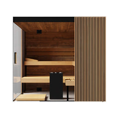ThermaSol Aalto 4-Person Indoor Semi Panoramic Glass Sauna Cabin by SAKSBY WHOLESALE