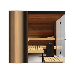 ThermaSol Aalto 4-Person Indoor Semi Panoramic Glass Sauna Cabin by SAKSBY WHOLESALE