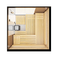 ThermaSol Aalto 4-Person Indoor Semi Panoramic Glass Sauna Cabin by SAKSBY WHOLESALE