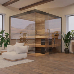 ThermaSol Lumaria 2-5 Person Indoor Glass Sauna Cabin by SAKSBY WHOLESALE