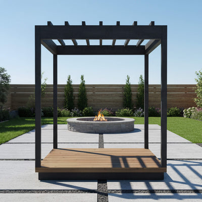 Sauna with ThermaSol Nordic Misty wood pergola by Saksby Wholesale, featuring a stylish outdoor sauna with wooden design and modern setup.