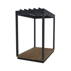 ThermaSol Nordic Misty wood pergola sauna by Saksby Wholesale, featuring a sleek wooden design and open-air structure.
