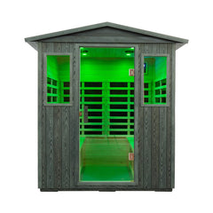 SAKSBY WHOLESALE Thermora 4-person full-spectrum infrared sauna with low EMF, carbonized composite interior and Bluetooth speakers.