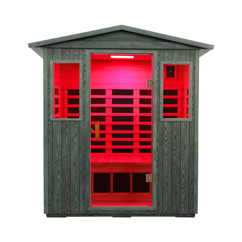SAKSBY WHOLESALE Thermora Nivea 3-Person Infrared Sauna with full-spectrum low EMF carbonized composite and Bluetooth speakers.