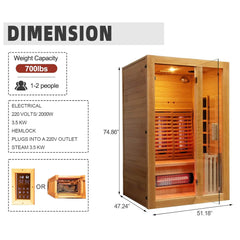 Rövia Luma 2-Person Indoor Hybrid Sauna Room With Infrared by SAKSBY WHOLESALE